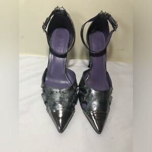 Promise Metallic Silver Pointed-Toe Ankle-Strap Heels